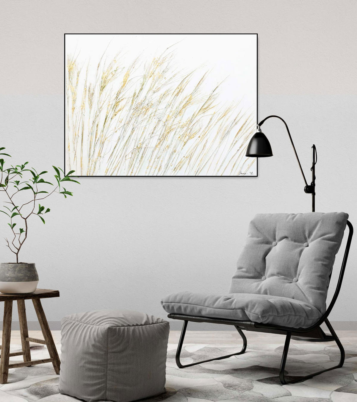 ACRYLBILD HANDGEMALT 100/75 cm - Beige, Holz/Textil (100/75cm) - KUNSTLOFT