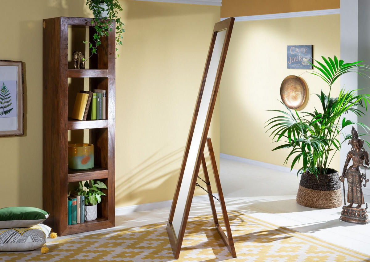 STANDSPIEGEL Akazie 75x3x175 nougat lackiert OXFORD #319 - Dunkelbraun, Holz (75/175/3cm) - Massivmoebel24