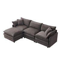 ECKSOFA DE-35232 mit Hocker Grau - Grau, Holzwerkstoff (154/267cm) - ComfortXL