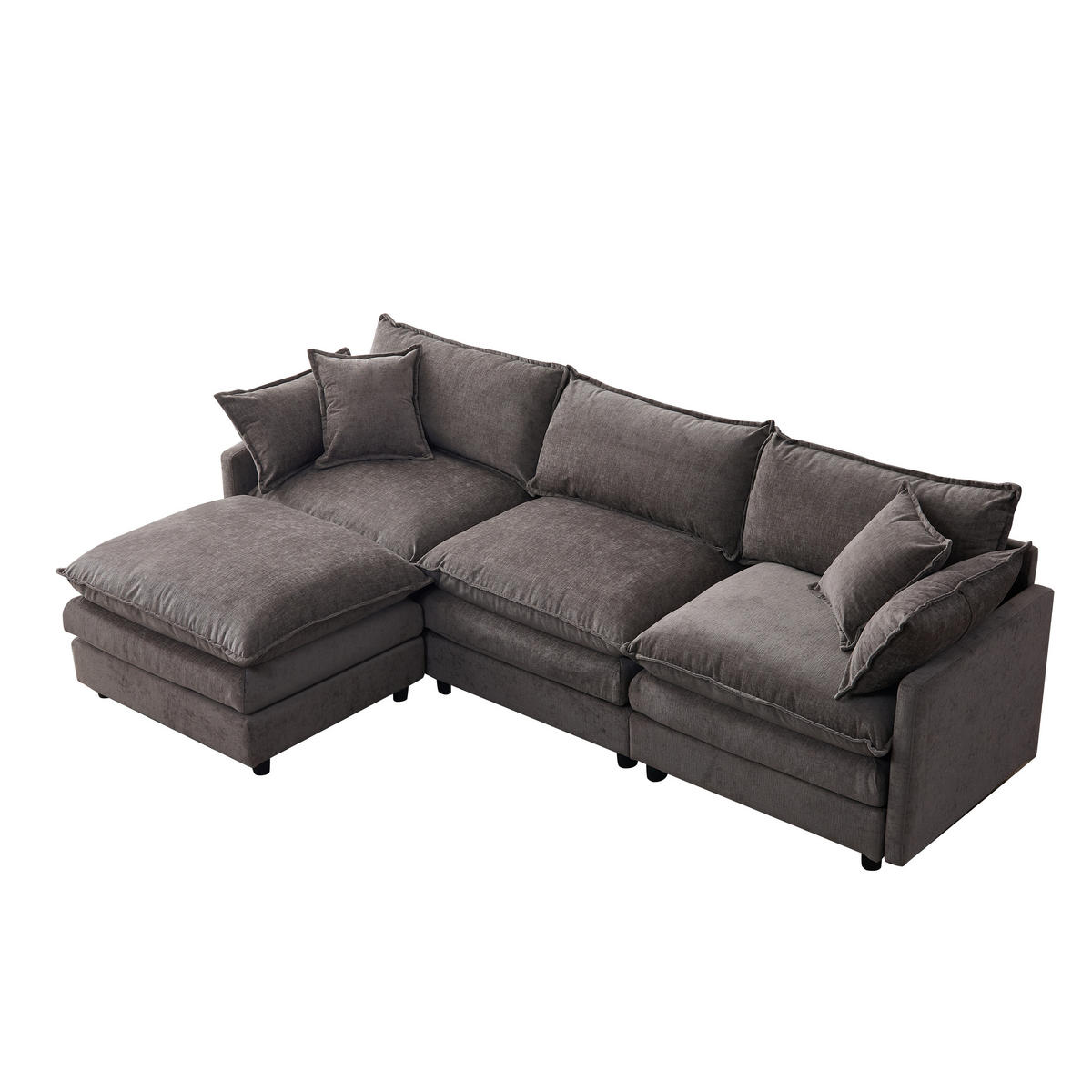 L-FÖRMIGES ECKSOFA Grau 267/154/85 cm 3-Sitzer Modular mit Chenillebezug - Grau, Textil (267/154cm) - PANGIVO