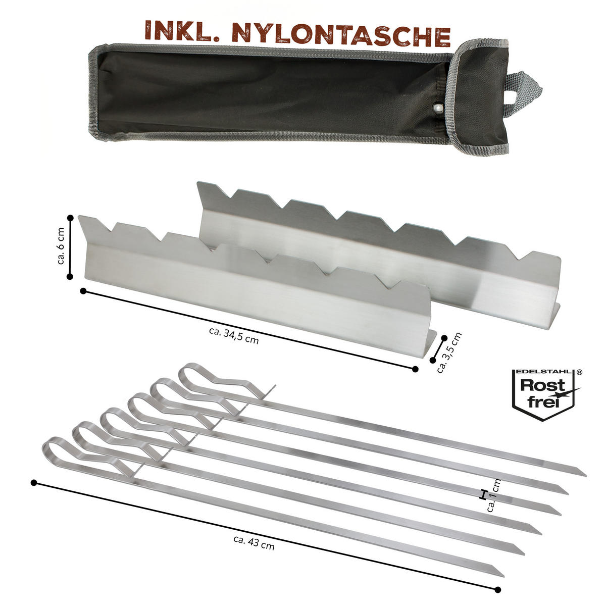 GRILLSPIESSE 6er Set, silber, Metall - Edelstahlfarben, Metall (43cm) - bremermann