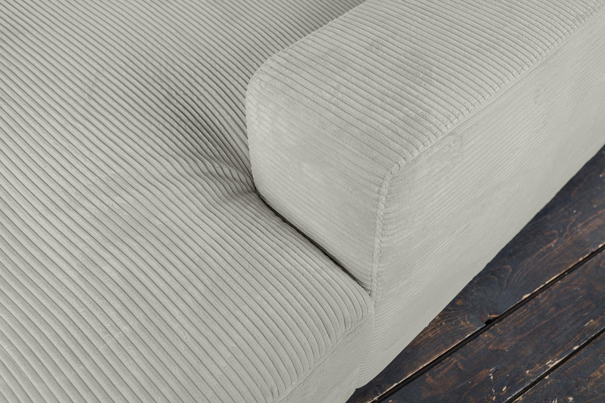 BIG SOFA-SET 6-TLG MADELINE Hellgrau Cord - Hellgrau/Schwarz, Kunststoff/Textil (290/85/170cm) - KAWOLA