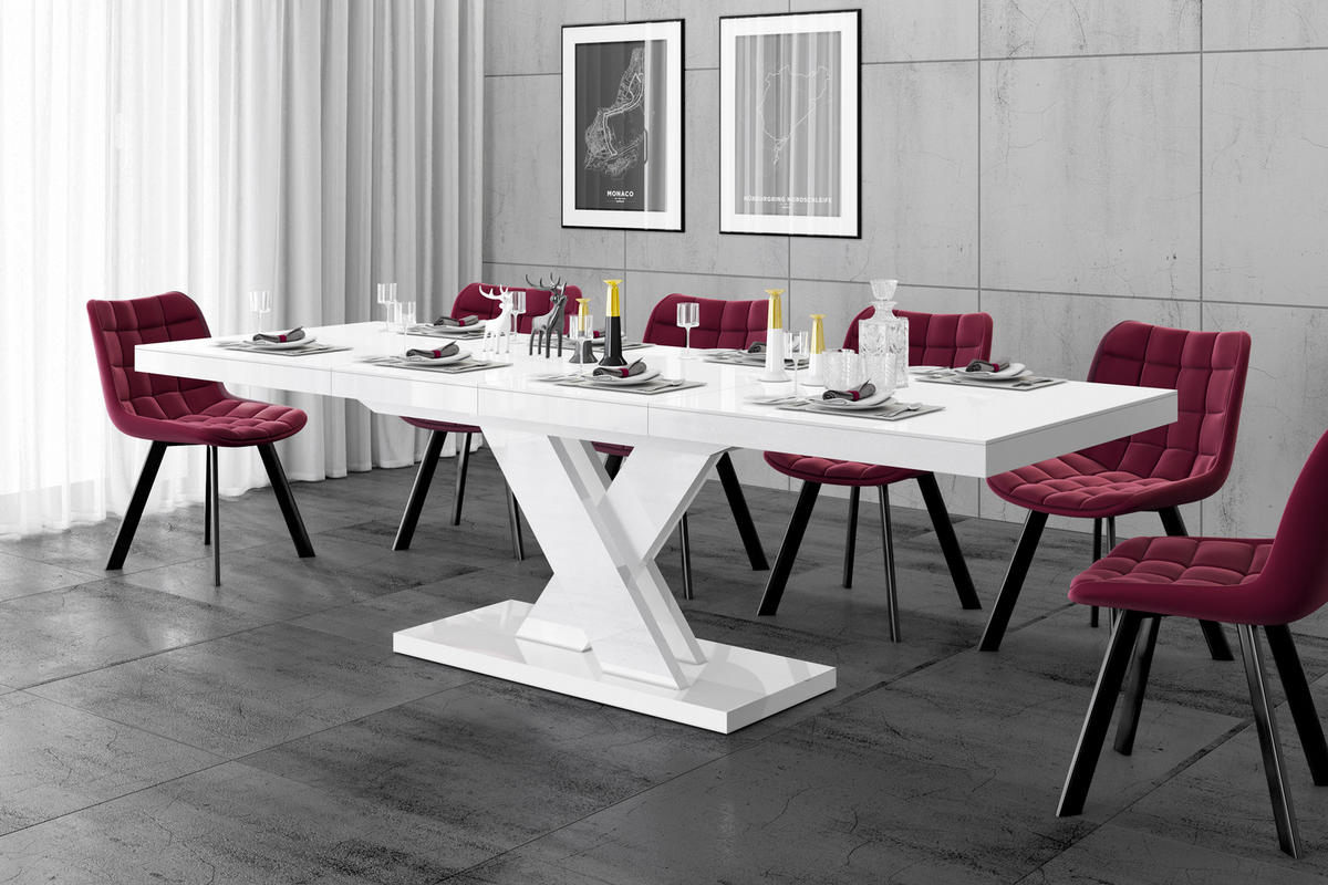 ESSTISCH Rechteckig Weiß Hochglanz 120/89/75 cm - Weiß Hochglanz, Holzwerkstoff (89/160/75cm) - designimpex