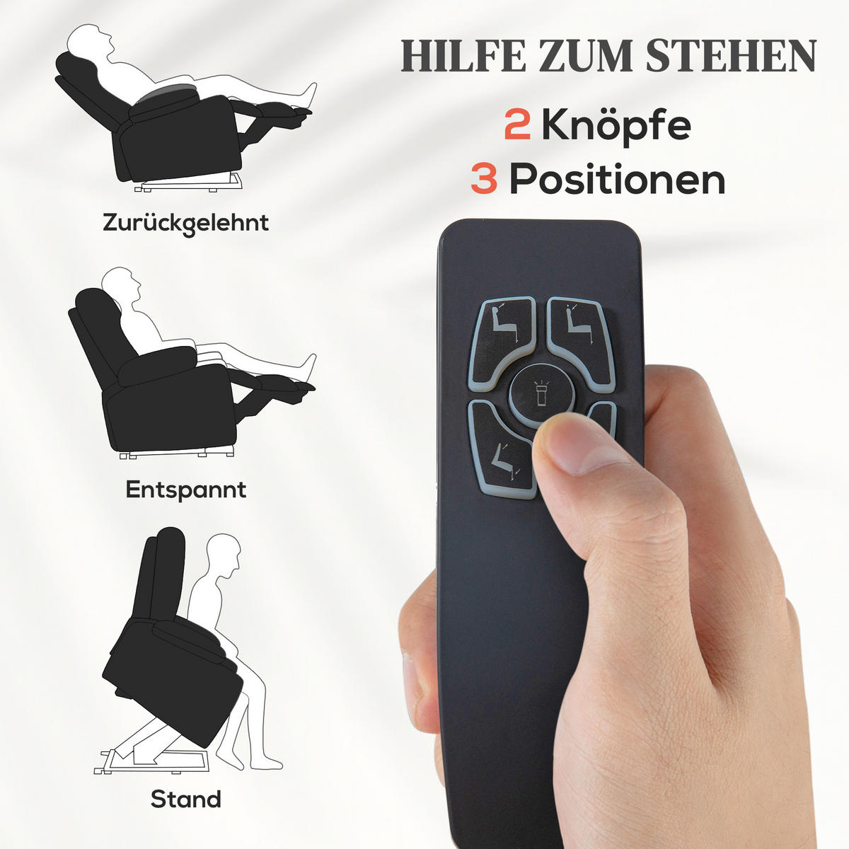 FERNSEHSESSEL mit Aufstehhilfe Elektrisch Relaxsessel mit Liegefunktion Schwarz - Schwarz, Kunststoff (95/107/92cm) - HOMCOM