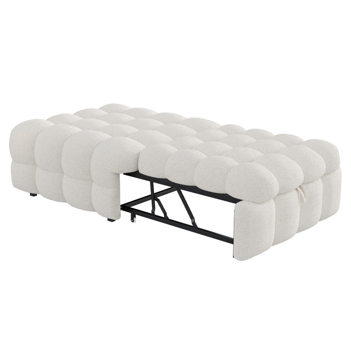 BETT 183/76 cm in Beige aus Teddy, 2-in-1-Fußhocker und Einzelbett - Rosa, Textil (70/180cm) - Flora Grace