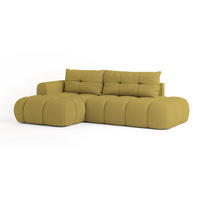 ECKSOFA FLUMA L-S Gelb Geflochtener Stoff mit Schlaffunktion - Gelb, Holz (274/165cm) - MASSENO