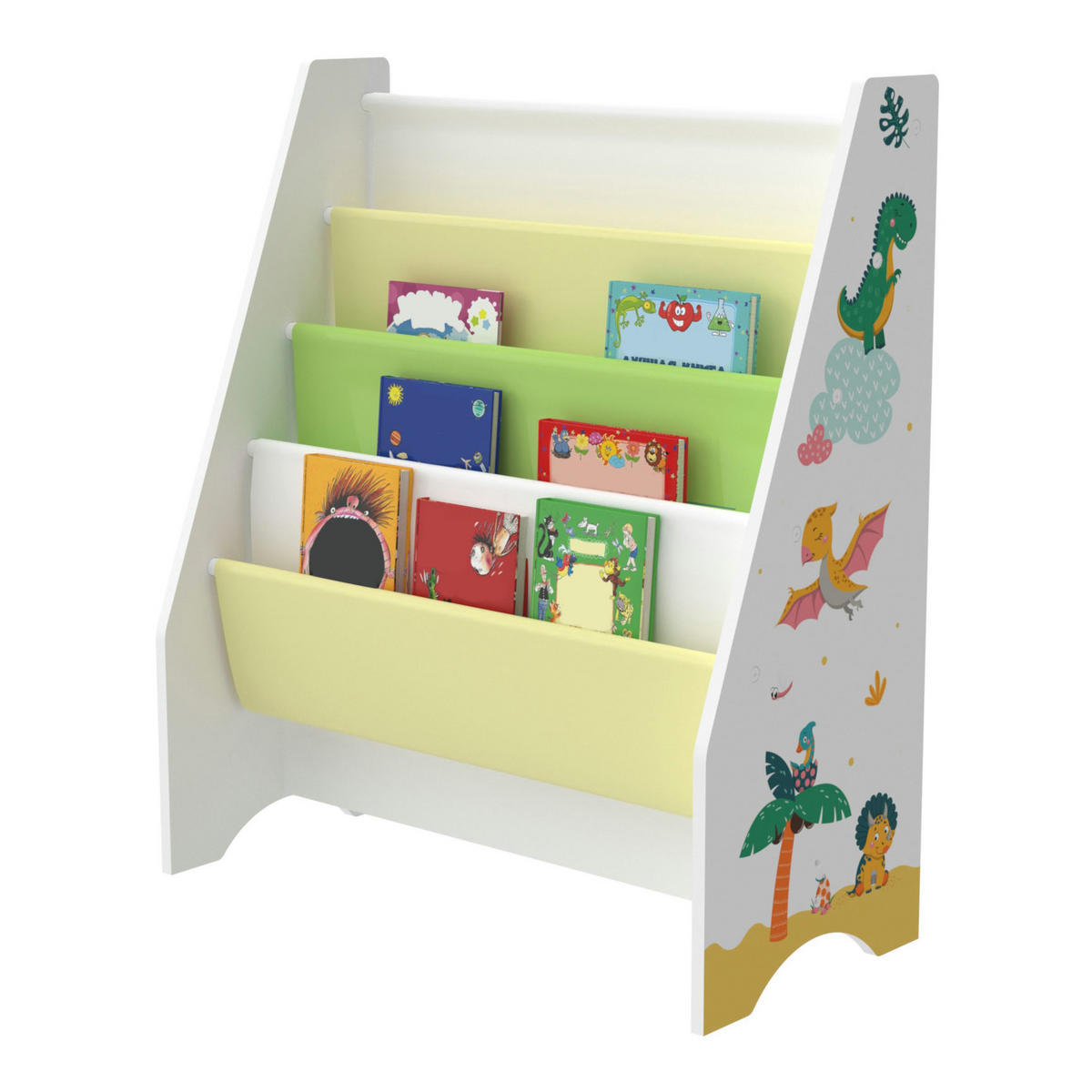 KINDERREGAL Fisterra - Gelb/Weiß, Holzwerkstoff/Textil (62/74/29cm) - [en.casa]