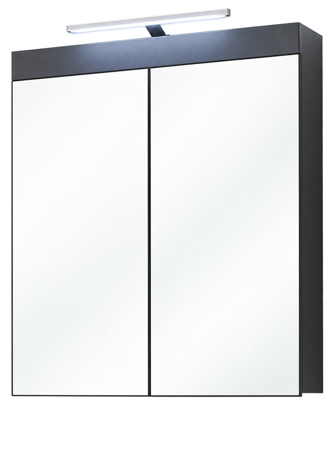 SPIEGELSCHRANK grau Hochglanz 60 x 77 cm 2-türig, inklusive Beleuchtung - Grau, Glas/Holzwerkstoff (60/77/17cm) - Top.Furn