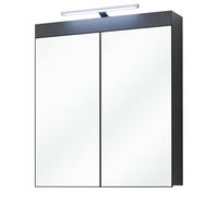 SPIEGELSCHRANK grau Hochglanz 60 x 77 cm 2-türig, inklusive Beleuchtung - Grau, Glas/Holzwerkstoff (60/77/17cm) - Top.Furn