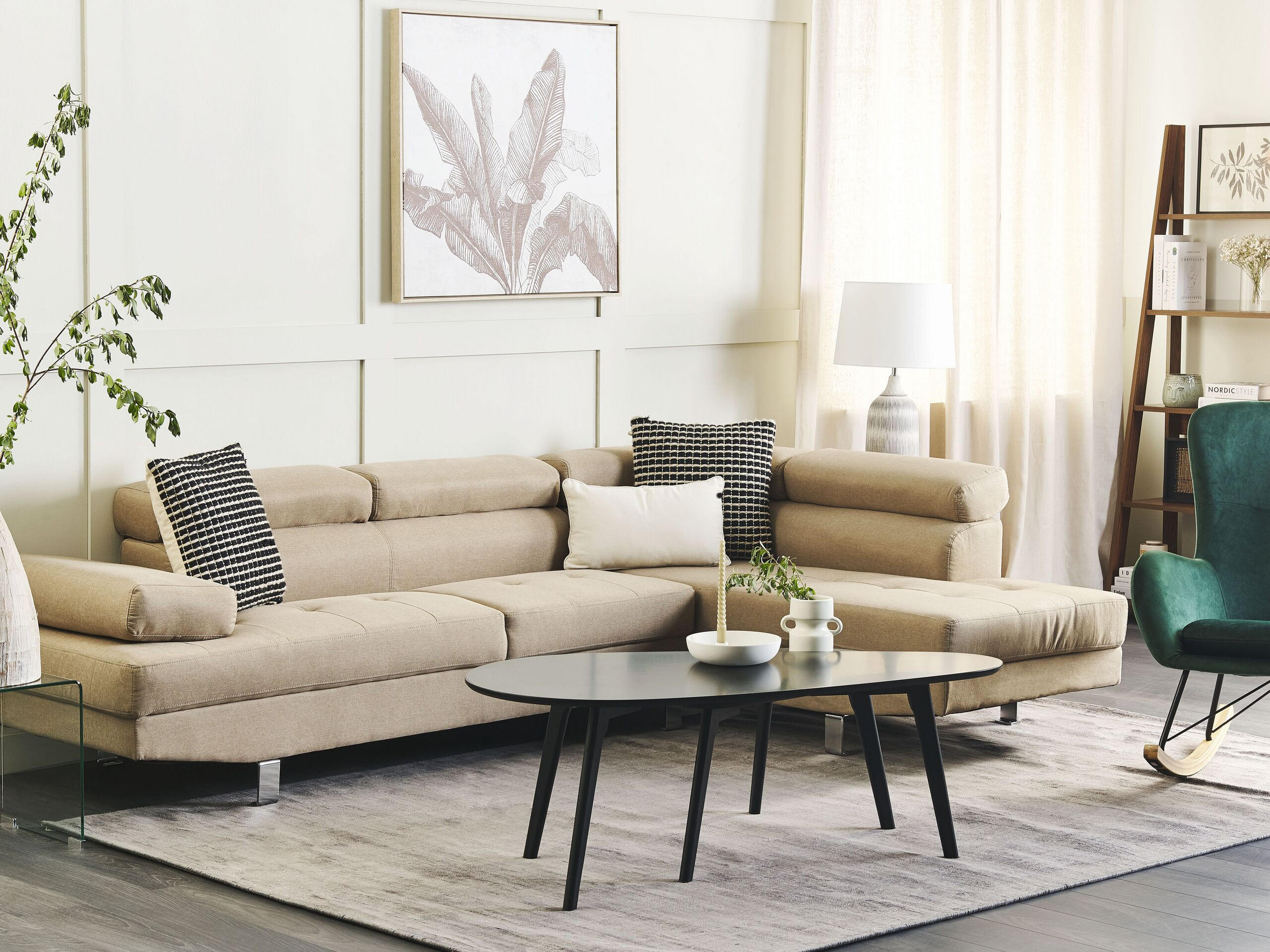 5-SITZER-ECKSOFA Polyester Beige Norrea - Beige, Textil (262/169cm) - Beliani