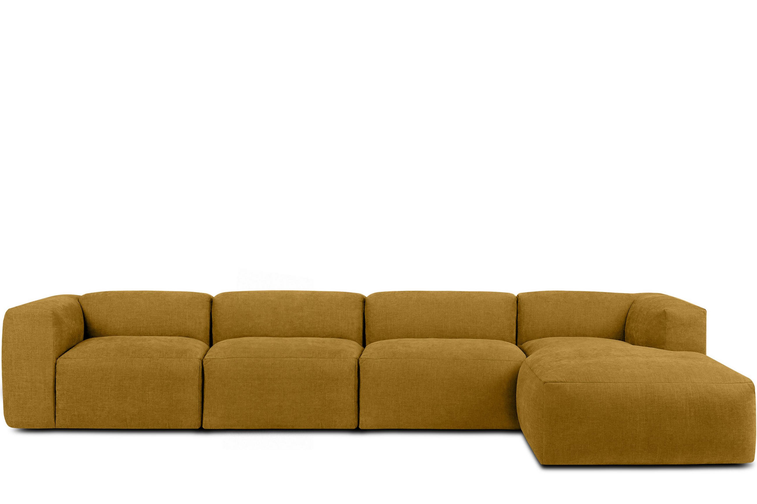 ECKMODULSOFA-RECHTS BUFFO 6-Sitzer mit extrem weicher Sitzfläche, Gewebestoff, Honig - Gelb, Textil (377/180cm) - KONSIMO®