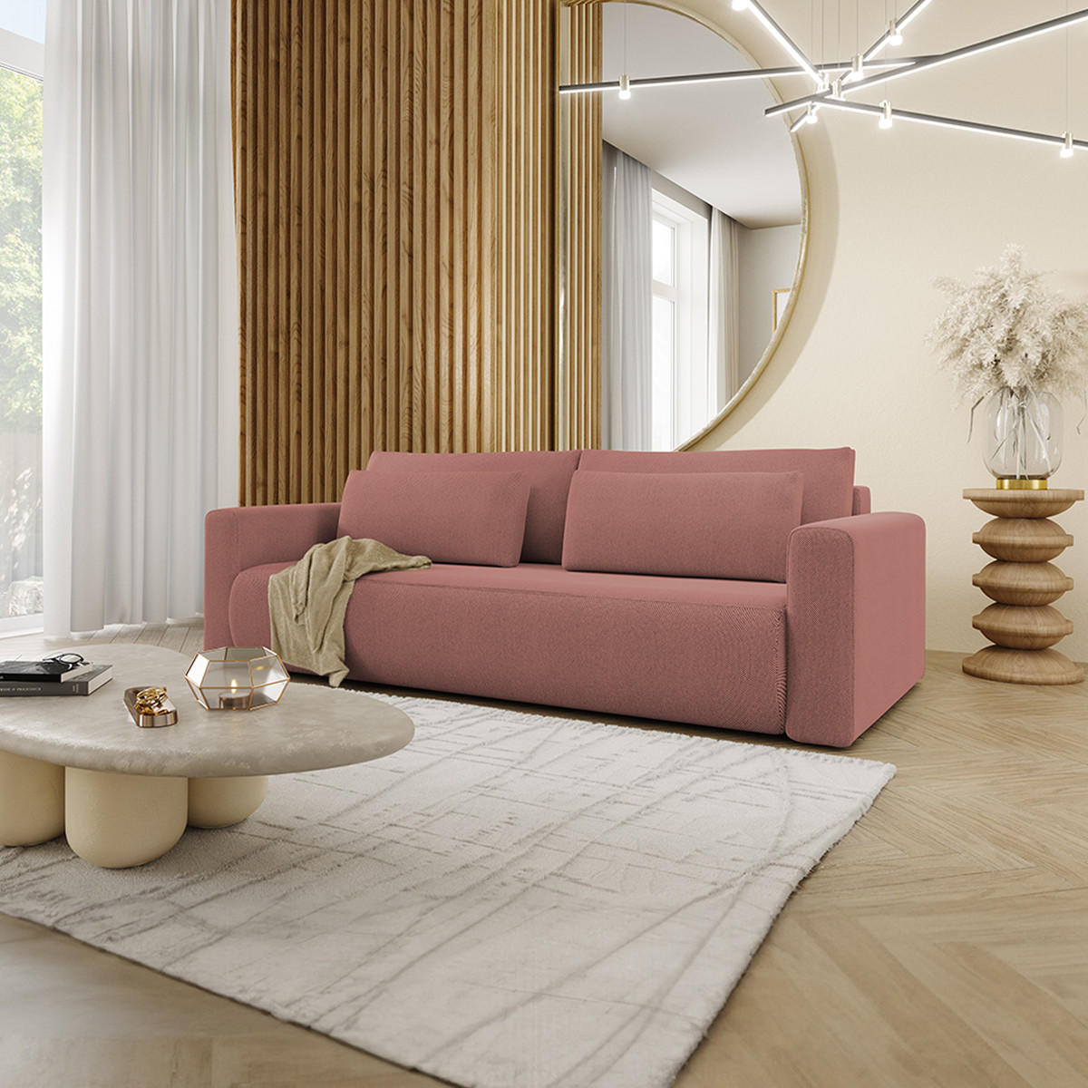 SOFA Evy 3 Sitzplätze Rose - Pink, Holz (238/82/105cm) - Petits-meubles