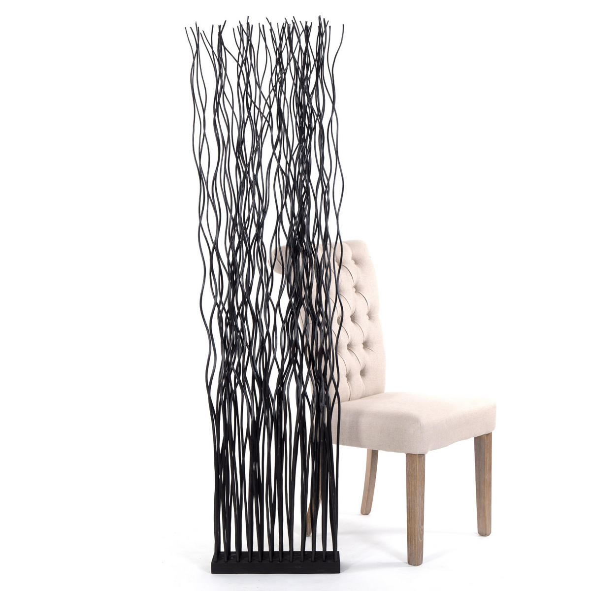 RAUMTEILER WAVE Weidenzweige schwarz - Schwarz, Naturmaterialien (40/170/12cm) - DESIGN DELIGHTS