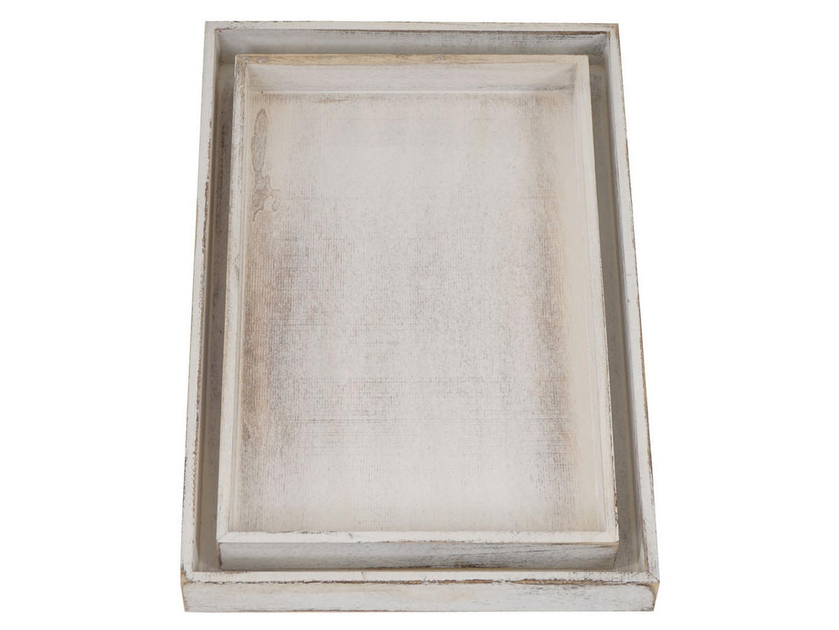 SCHALE TABLETT SHABBY Weiß - Weiß, Holz (48/5/32cm) - MCW