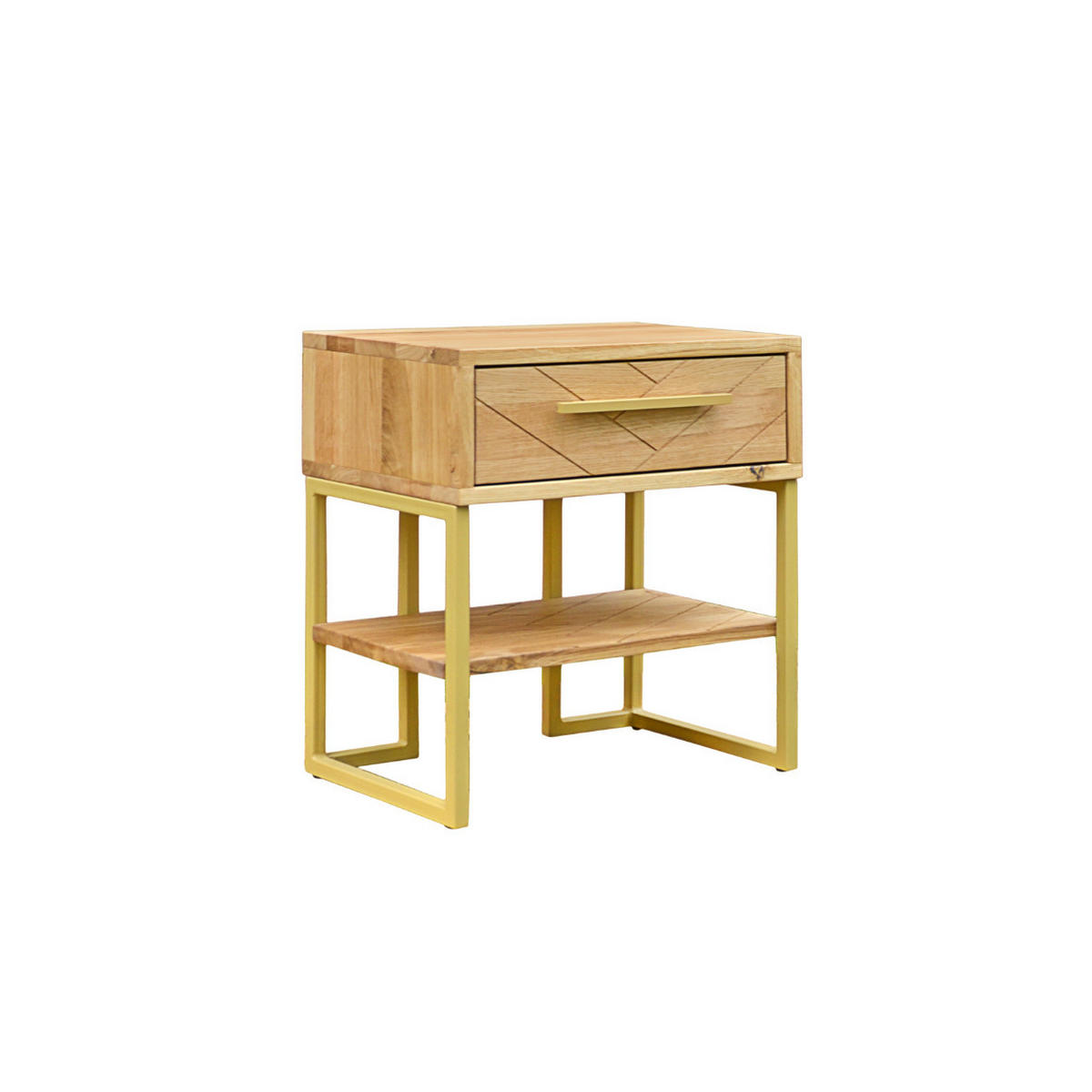 NACHTTISCH aus Holz auf Metallbeinen CARIN - Eichefarben, Holz (50/55/35cm) - Rawood Furniture