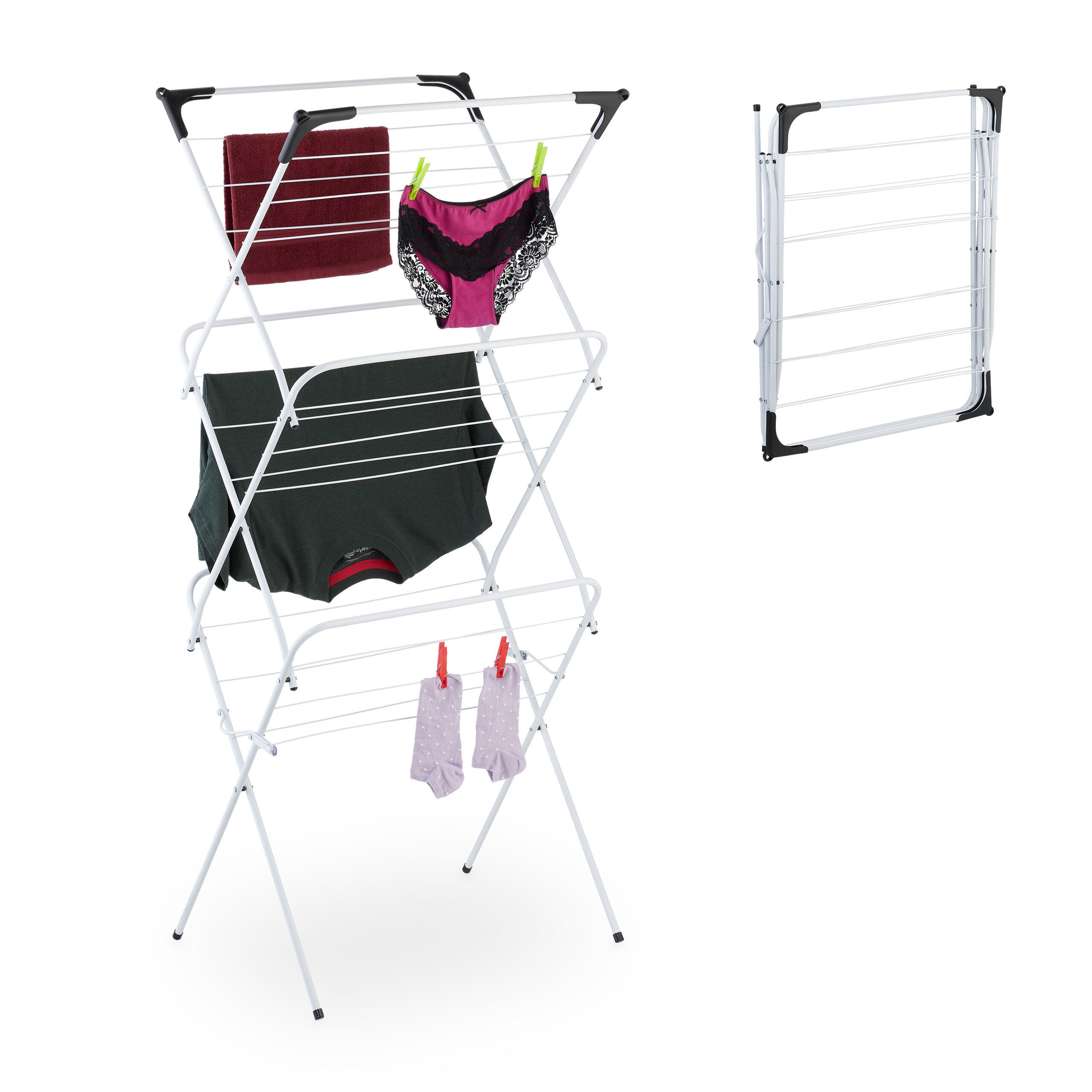 STOJAN na prádlo - biela, kov/plast (62/136/51cm) - Relaxdays