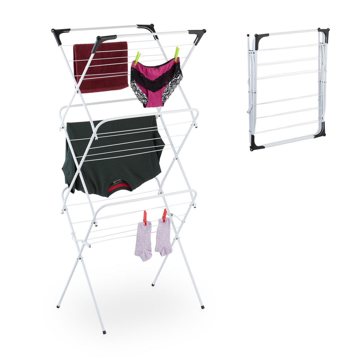 STOJAN na prádlo - biela, kov/plast (62/136/51cm) - Relaxdays