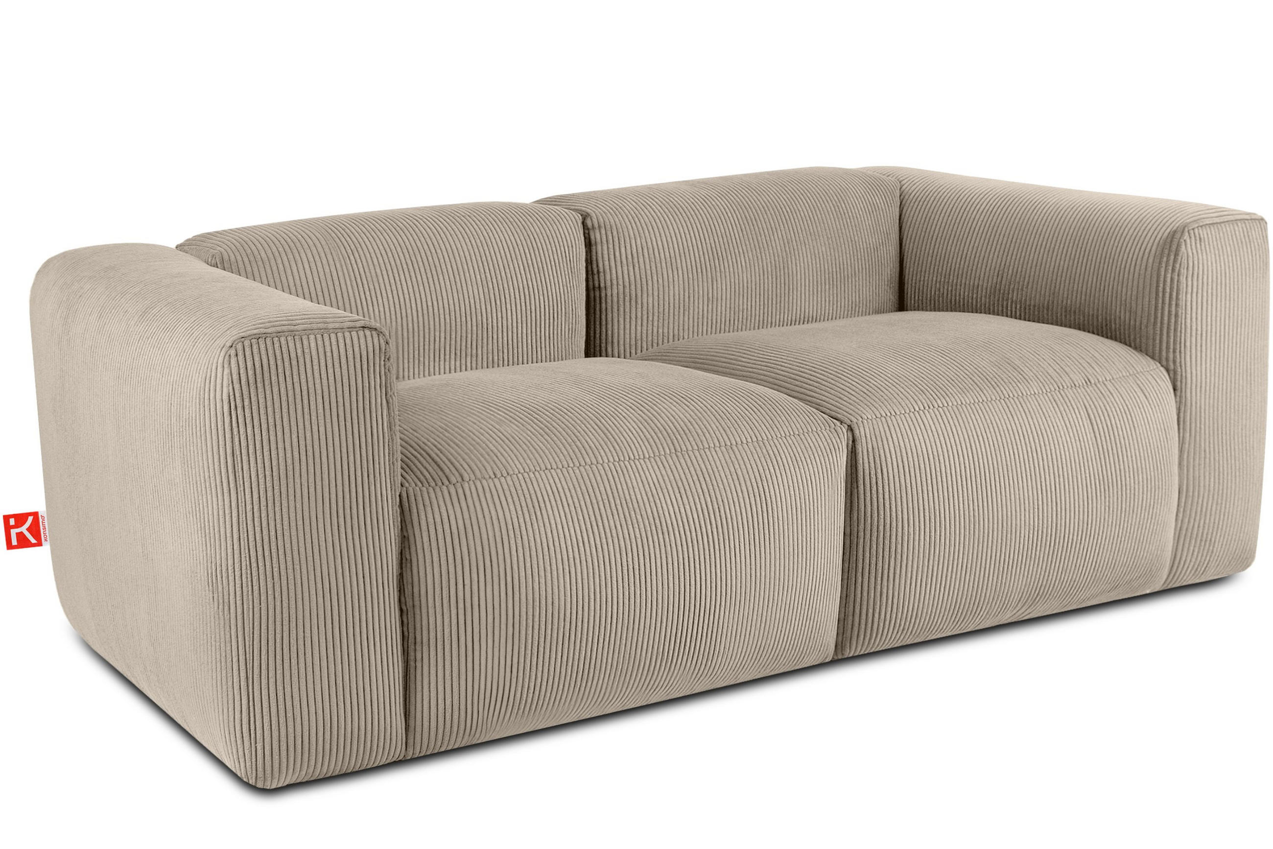 2-SITZER-MODULSOFA BUFFO mit extrem weicher und bequemer Sitzfläche, Kordstoff, beige - Beige, Textil (210/73/96cm) - KONSIMO®