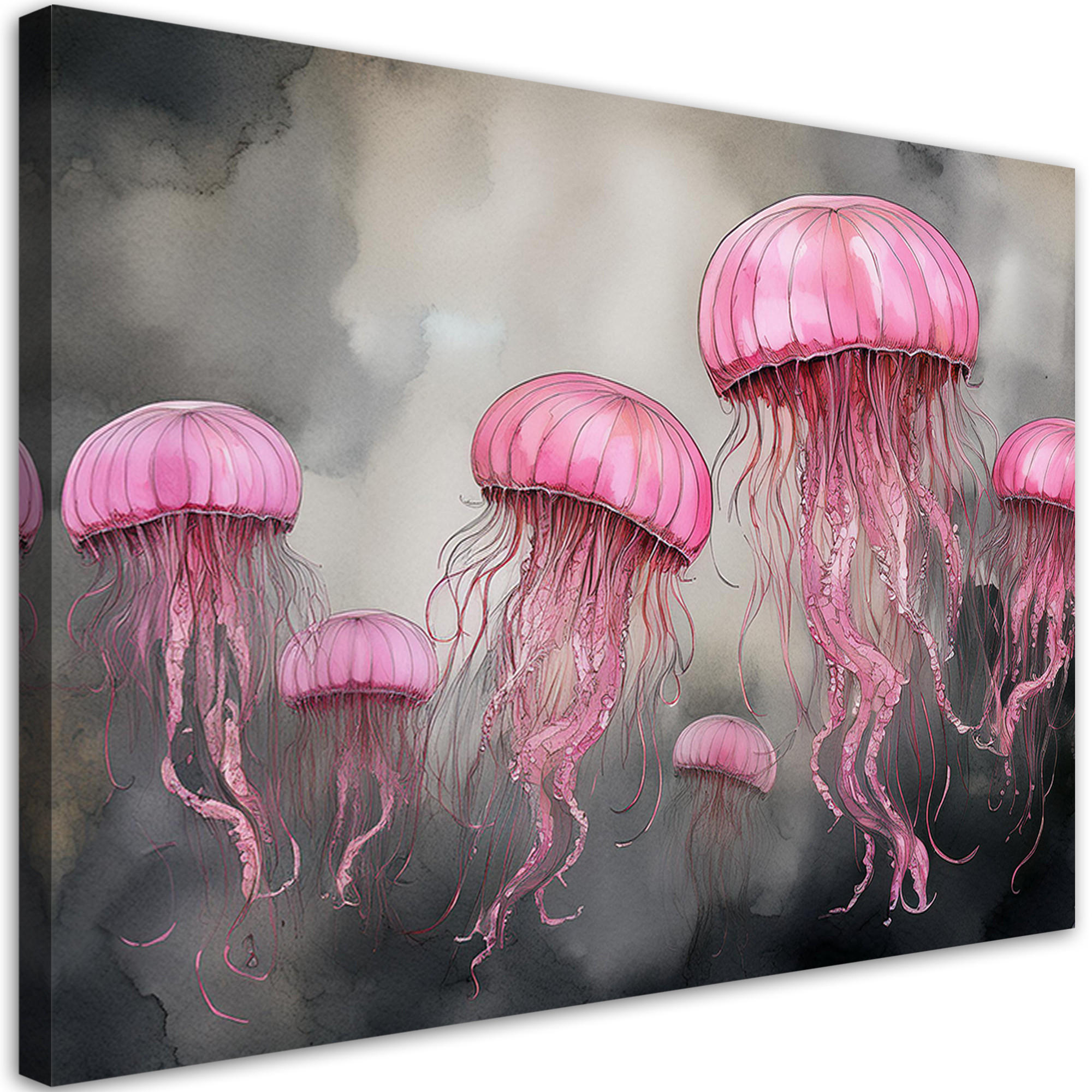 WANDBILD qualle meer abstraktion - Pink, Textil (60/40cm) - Feeby