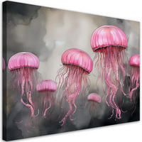 WANDBILD qualle meer abstraktion - Pink, Textil (60/40cm) - Feeby