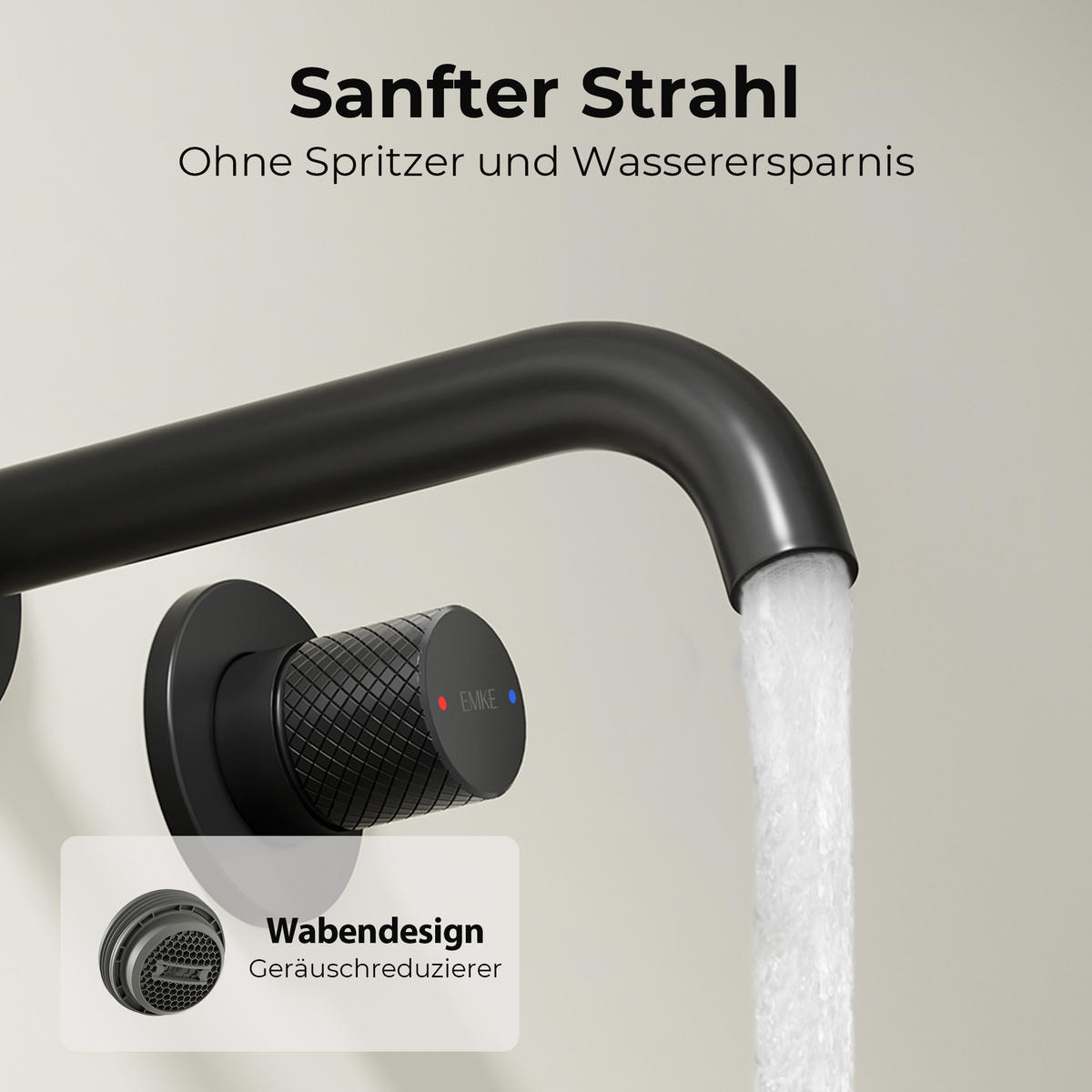 WASCHTISCHARMATUR Unterputz Schwarz 28,1/14/6,5 cm - Schwarz, Metall (28.1/14/6.5cm) - EMKE