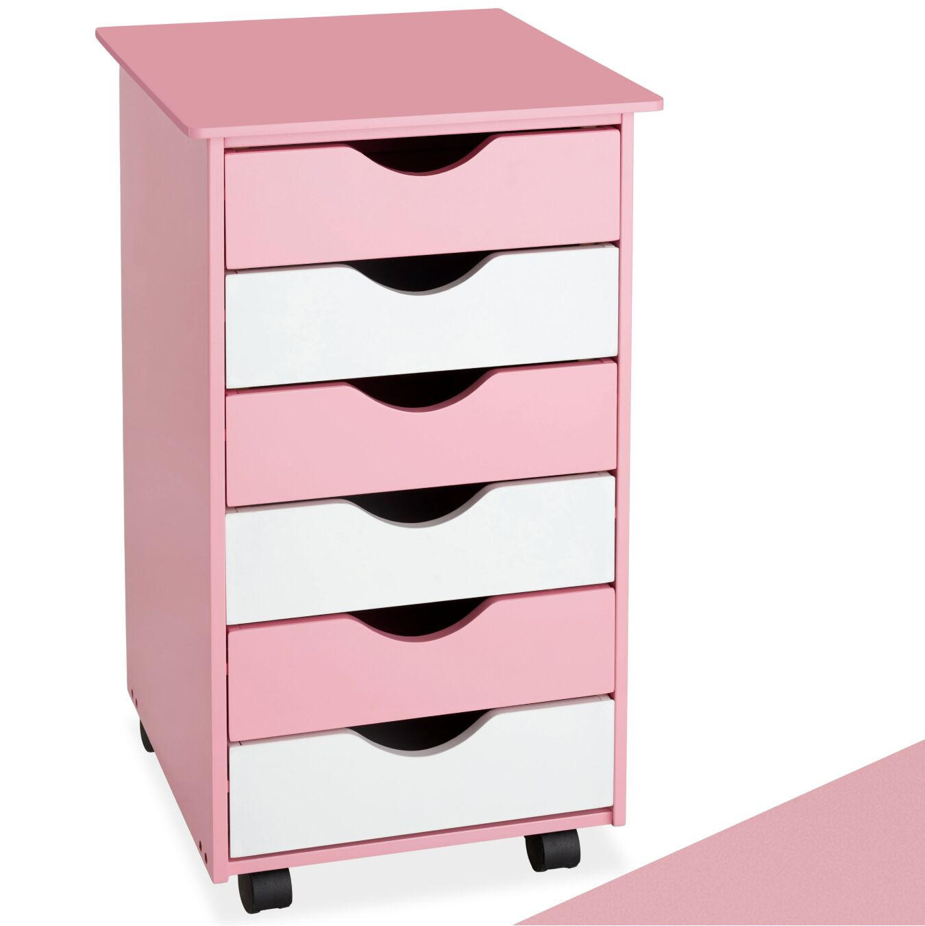 ROLLCONTAINER ,einfache Montage, 36 x 40 x 65 cm,rosa - Rosa, Holz (40/65/36cm) - tectake
