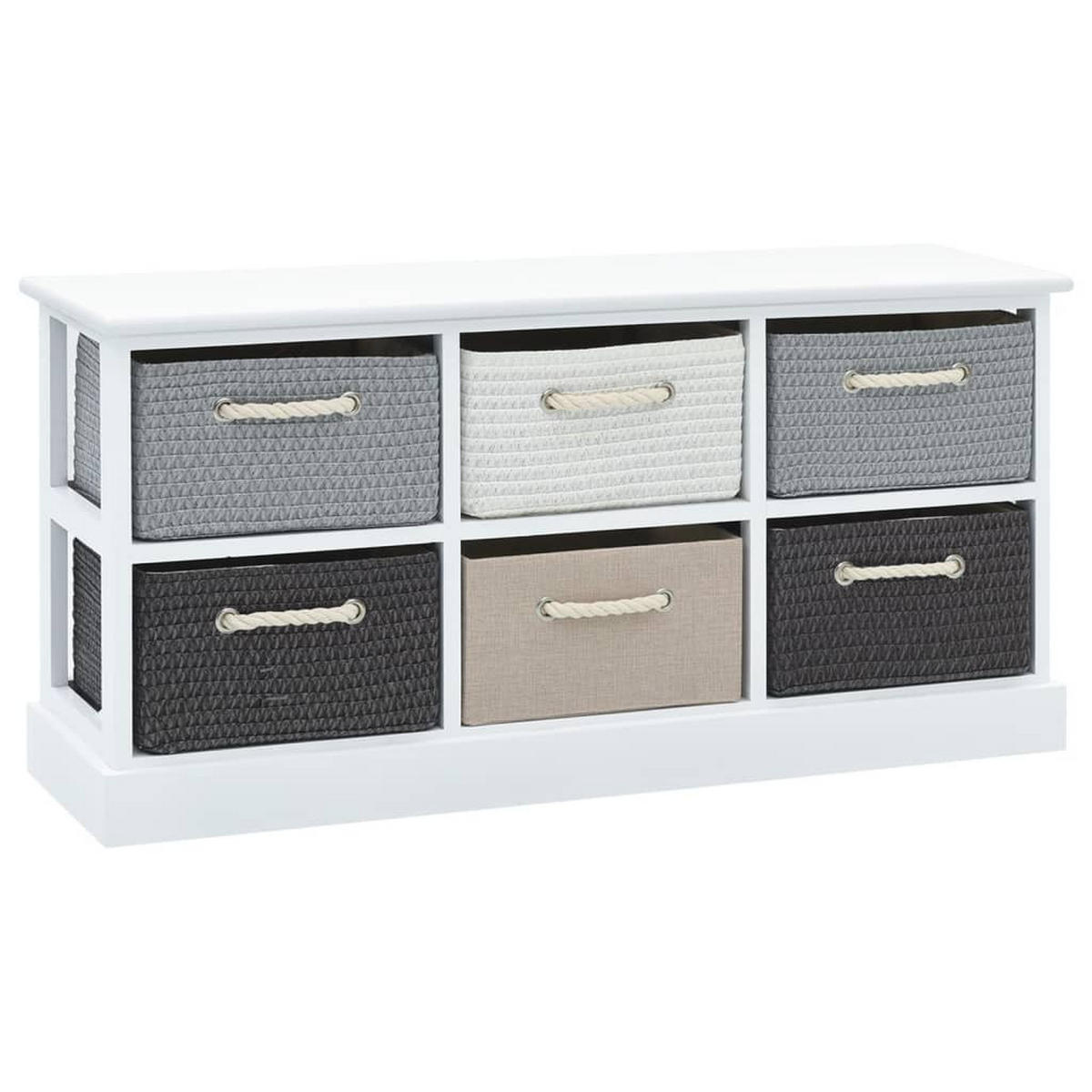 AUFBEWAHRUNGSBANK mit 6 Schubladen, 95/28/47 cm, aus Paulowniaholz und MDF - Multicolor, Holz (28/45/95cm) - vidaXL