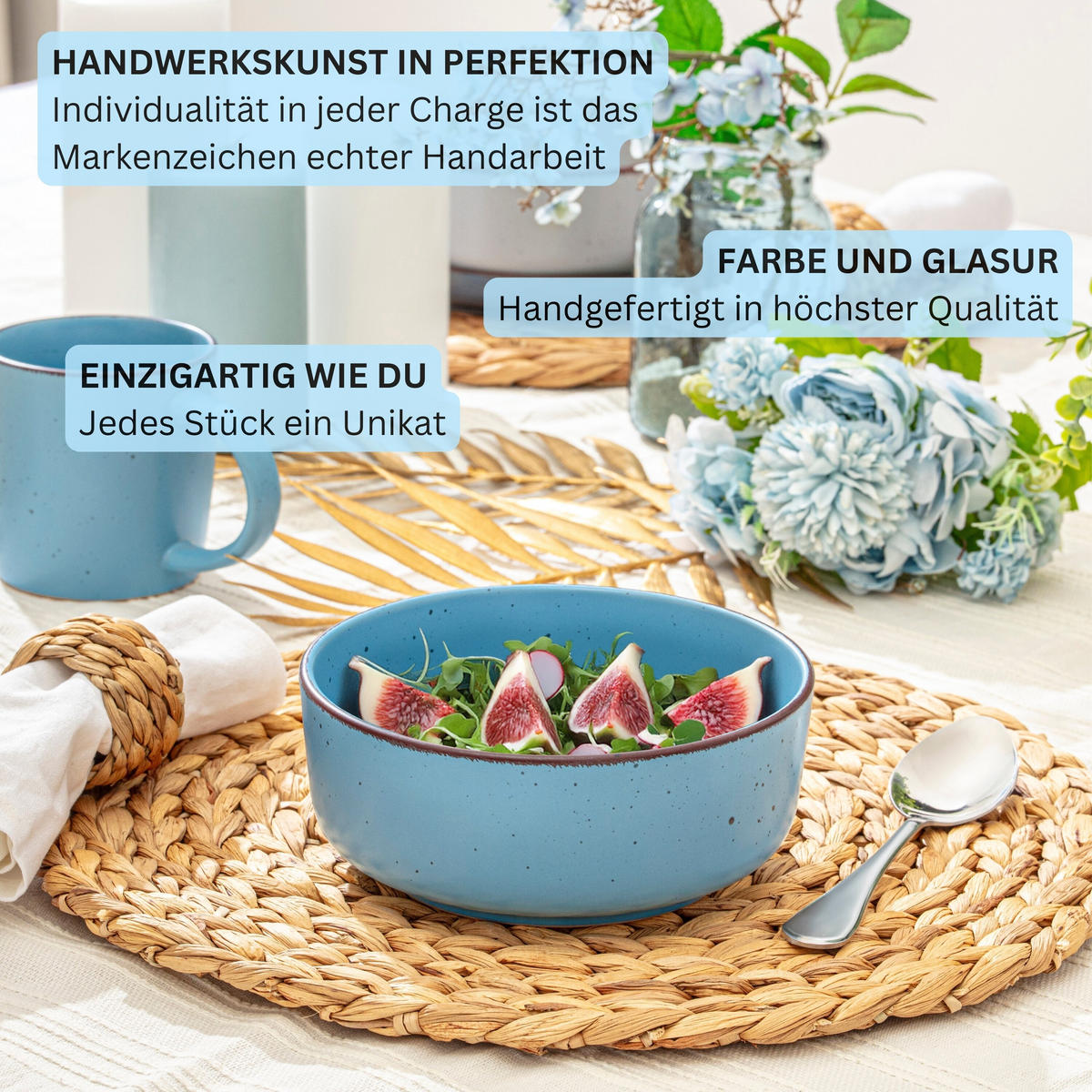 SCHALEN BOMBAY SAPHIR - 4 teilig aus Steingut - Blau, Stein (16.5/16.5/6.5cm) - Sänger