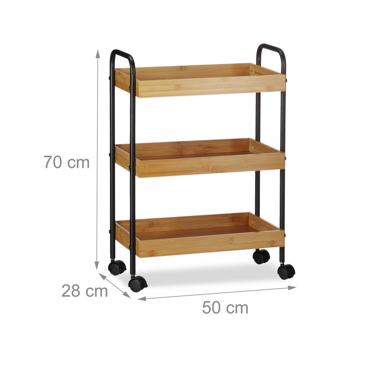 ROLLWAGEN - Multicolor, Holz/Metall (50/70/28cm) - Relaxdays
