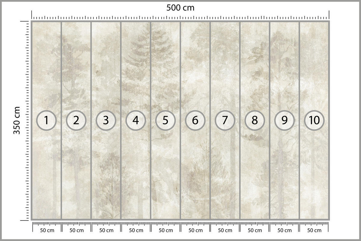 FOTOTAPETE für Wohnzimmer Boho Wald Bäume Beton Abstrakt Vintage Beige 500x350 - Beige/Braun, Papier (500/350cm) - Muralo