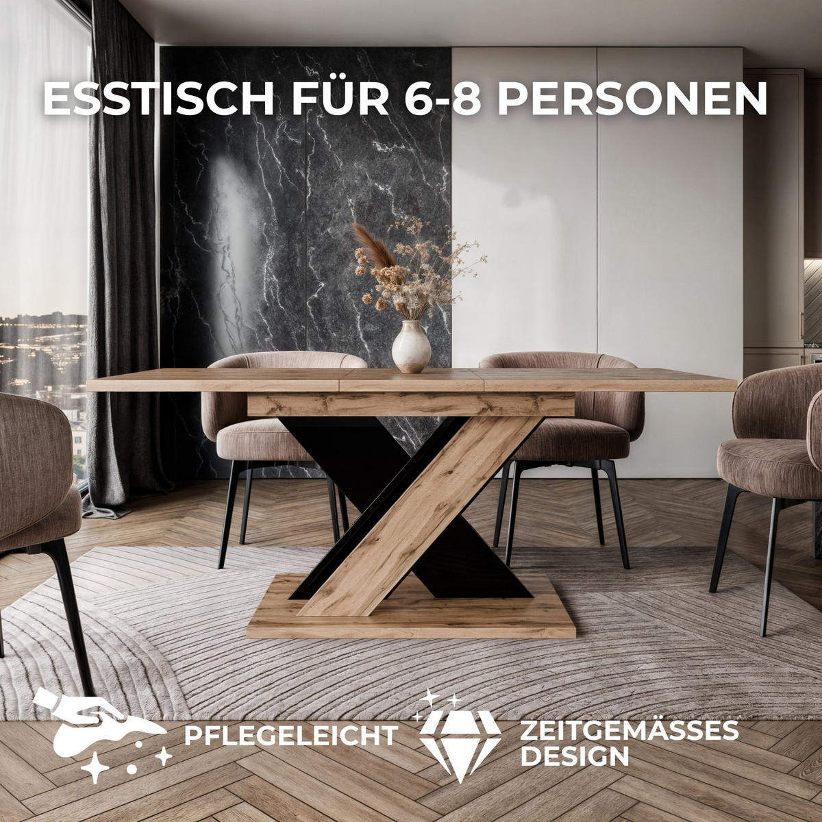 ESSTISCH Ausziehbar von 120 bis 160 cm in Wotan - Eiche Wotan, Holzwerkstoff (80/160/75cm) - Home Collective