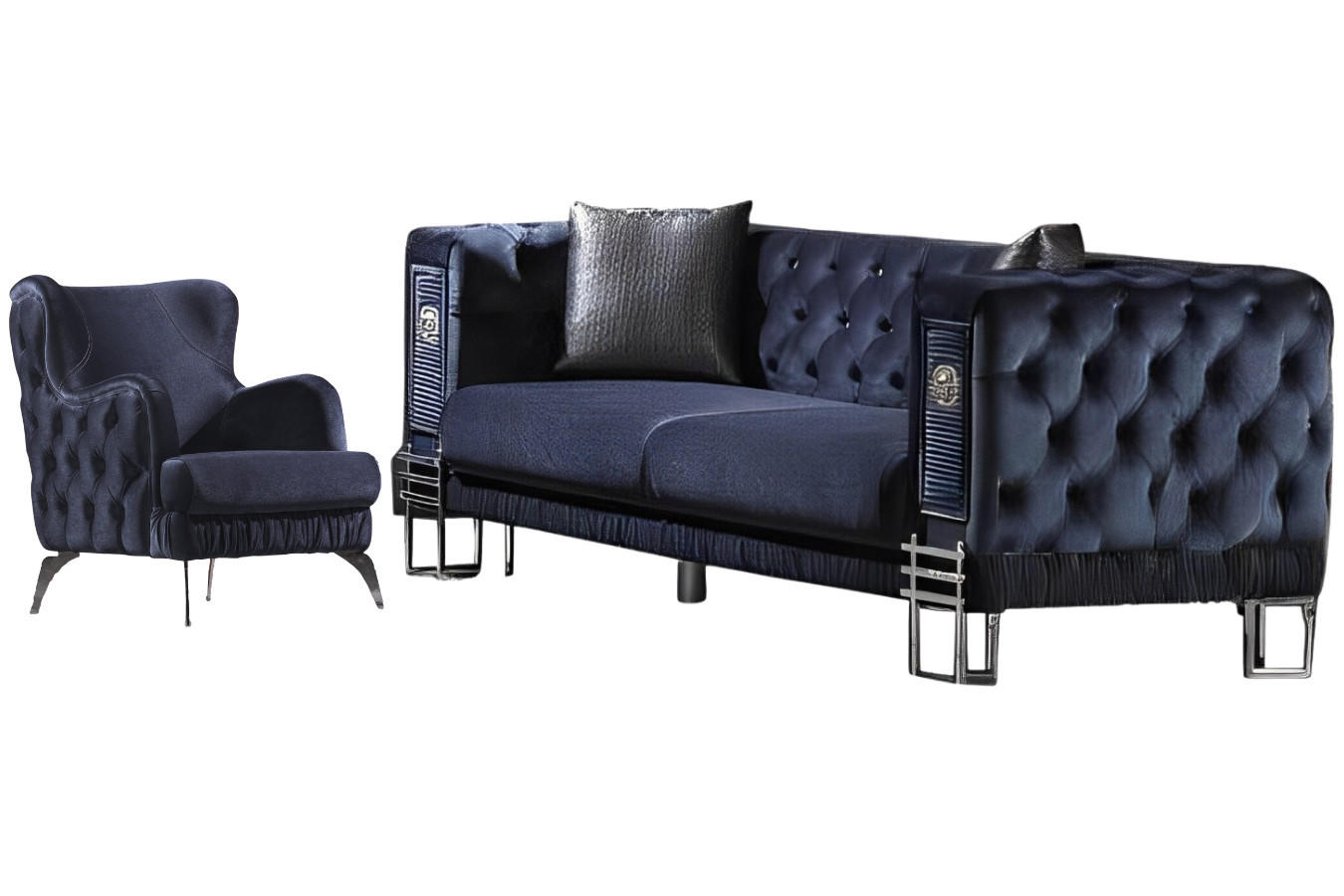 SITZGARNITUR Löwe Anthrazit Stellvariante:3+1 - Anthrazit, Holz (230/82/95cm) - Villa Möbel