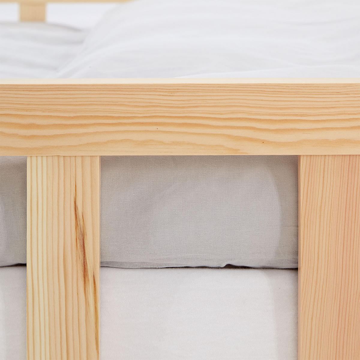 BODENBETT 120x200 cm Natur mit Lattenrost + Matratze - Naturfarben, Holz (90/200cm) - Homestyle4u