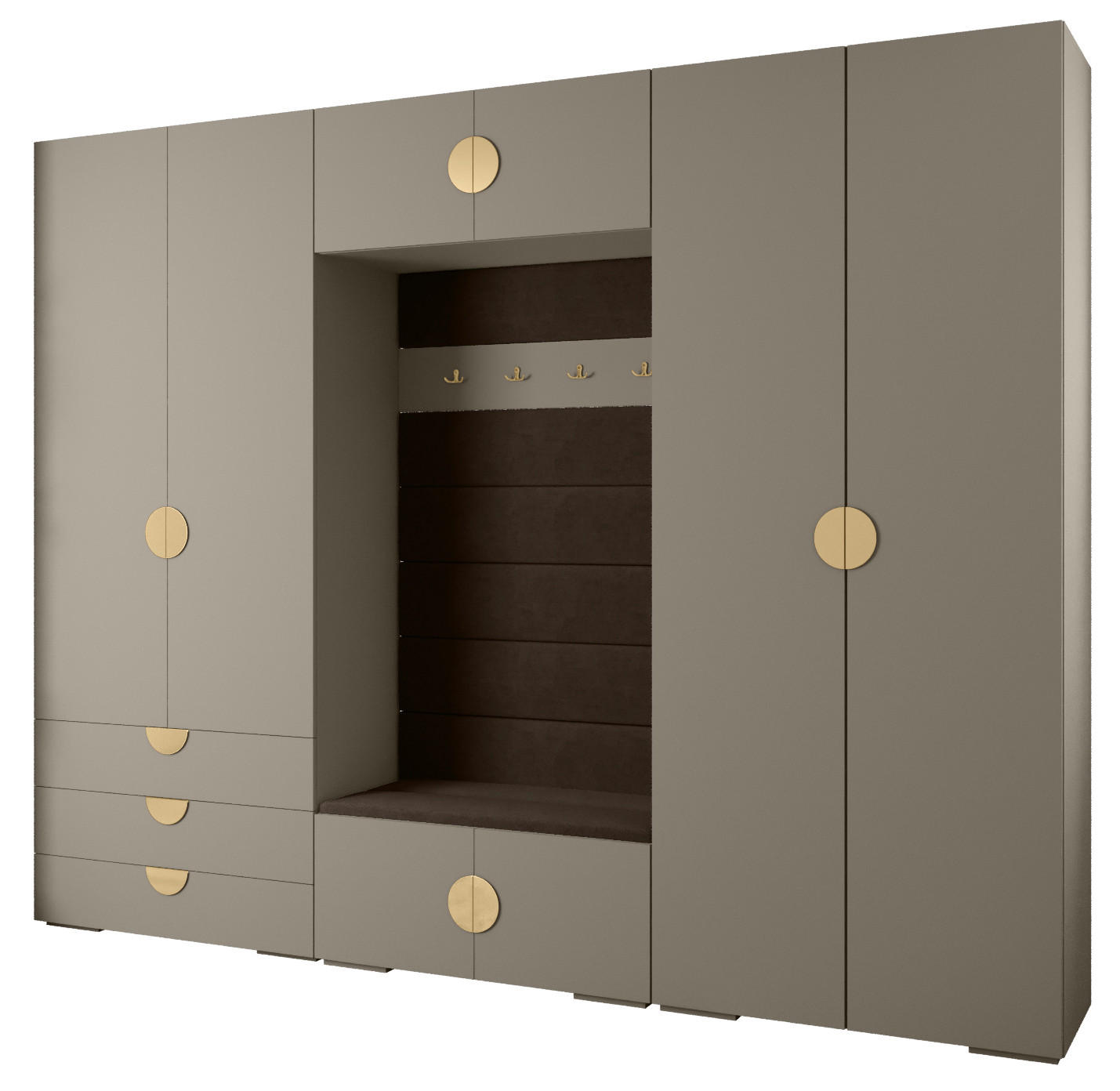 GARDEROBEN-SET 236,7/300/47 - Kaschmir/Goldfarben, Holz/Kunststoff (300/236.7/47cm) - Abiks Möbel