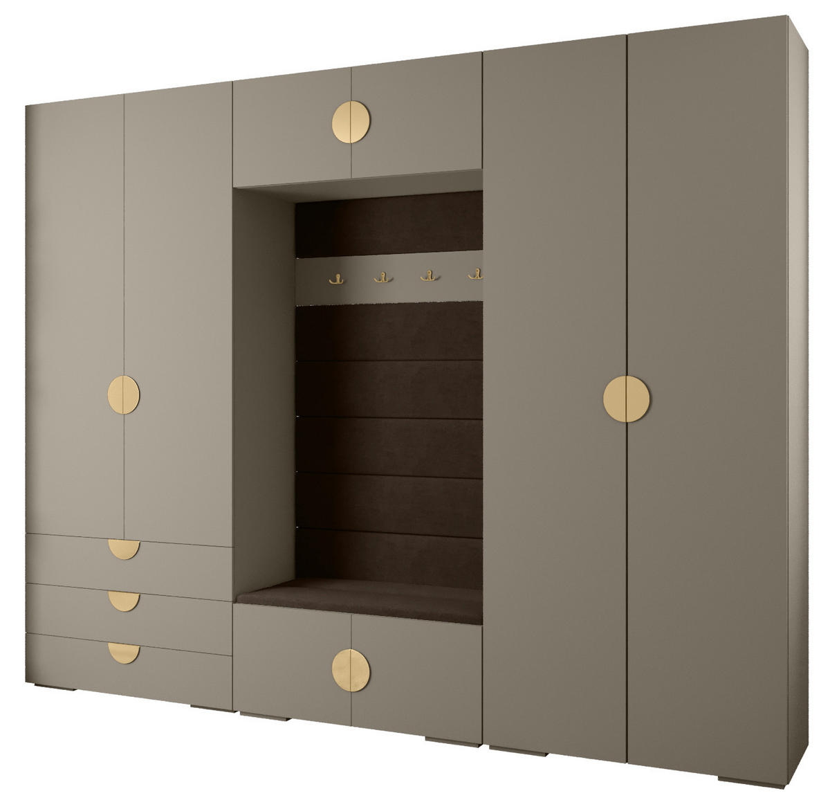 GARDEROBEN-SET 236,7/300/47 - Kaschmir/Goldfarben, Holz/Kunststoff (300/236.7/47cm) - Abiks Möbel