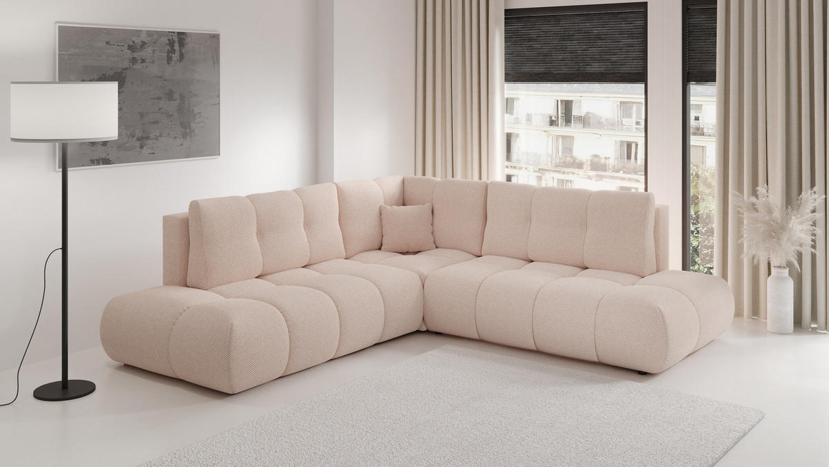 ECKSOFA DUCA II R-S Orange Jersey mit Schlaffunktion - Orange, Holz (266.5/266.5cm) - MASSENO