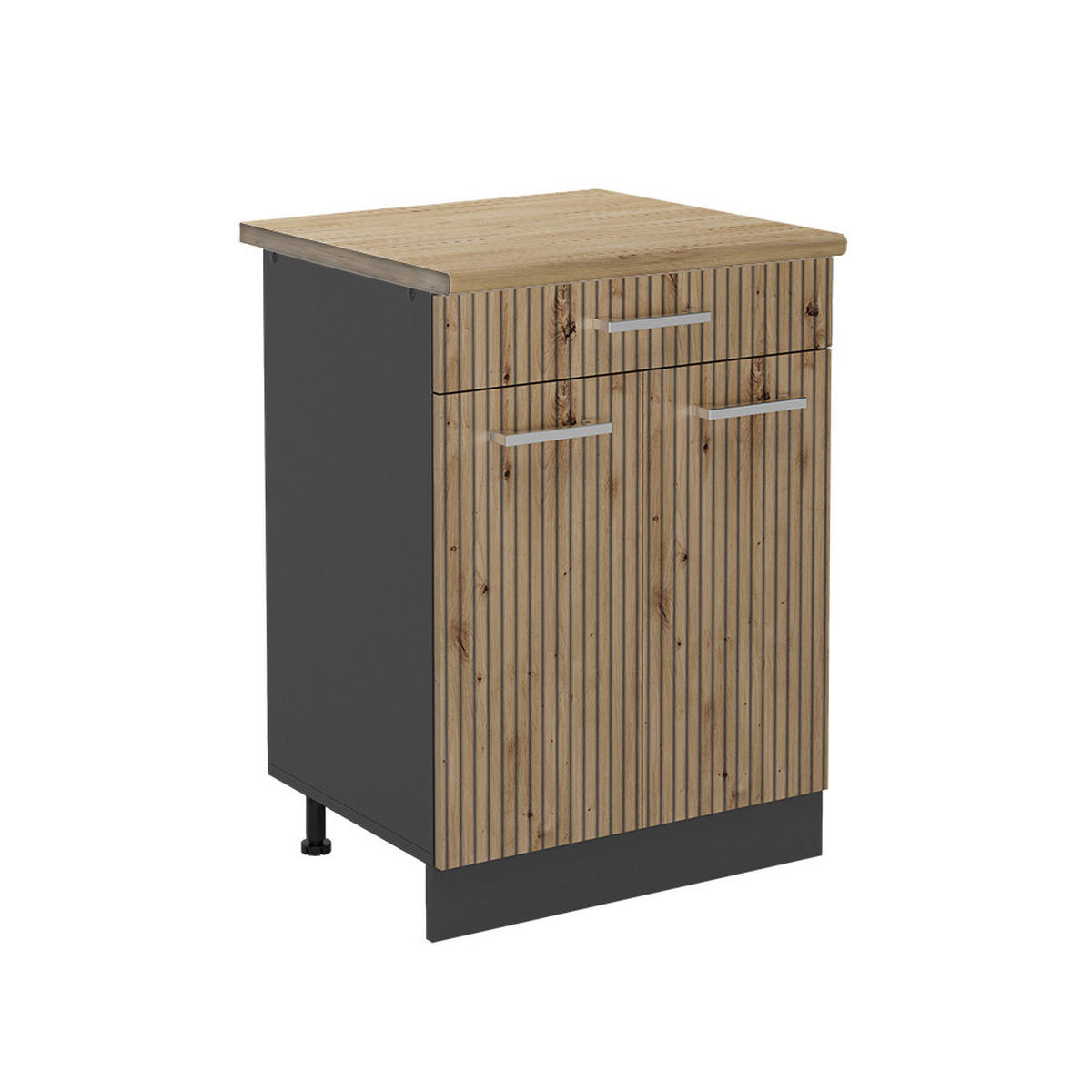 KÜCHENUNTERSCHRANK R-Line Artisan-Eiche 80 cm, AP Eiche - Anthrazit/Eiche Artisan, Holzwerkstoff (60/81.6/60cm) - Vicco