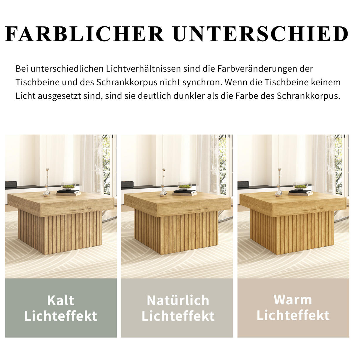 COUCHTISCH 79/79 cm in Natur aus MDF und Spanplatte – pflegeleicht und stabil - Naturfarben, Holzwerkstoff (79/79/46cm) - BEAOK
