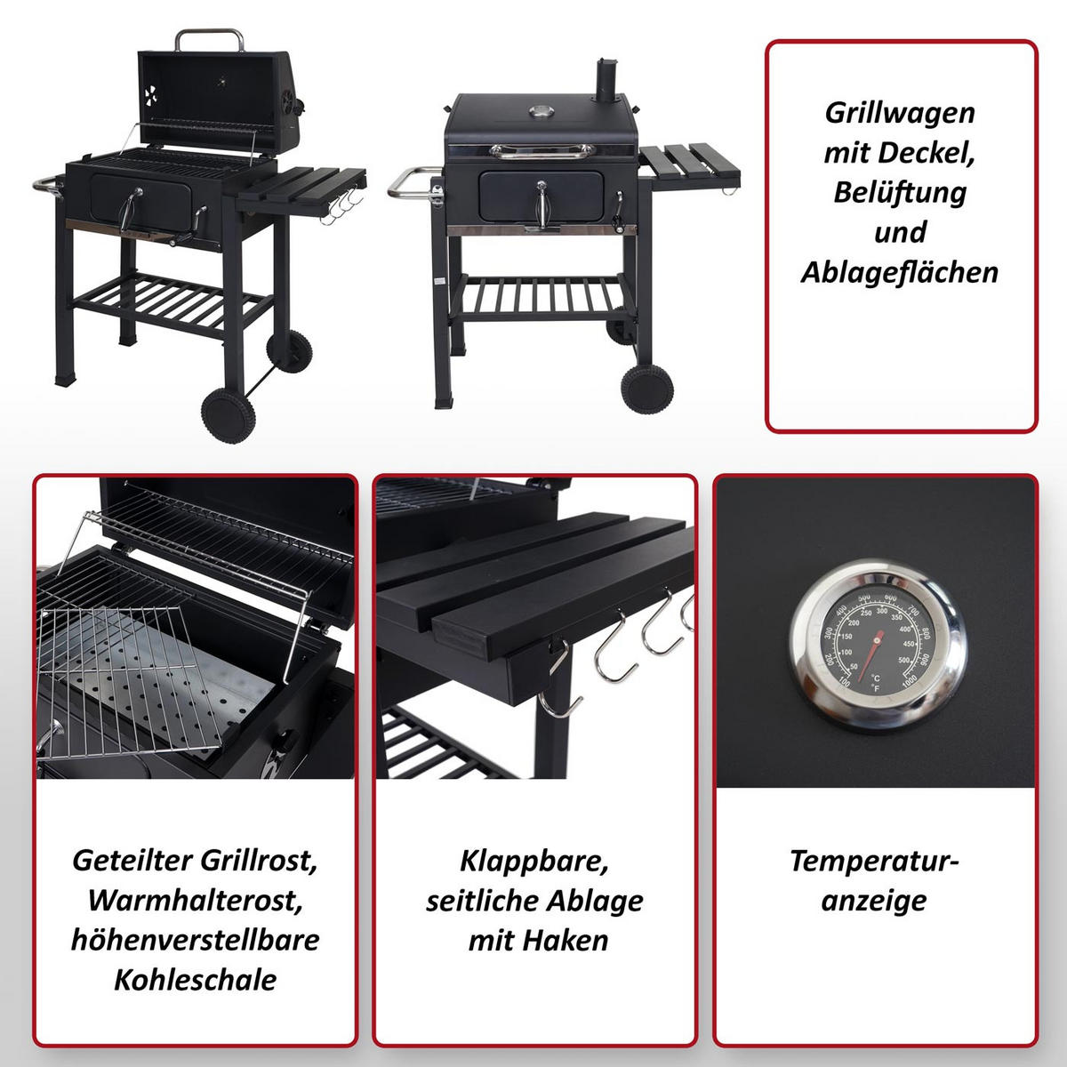 GRILLWAGEN Schwarz - Schwarz, Metall (100/110/51cm) - MCW