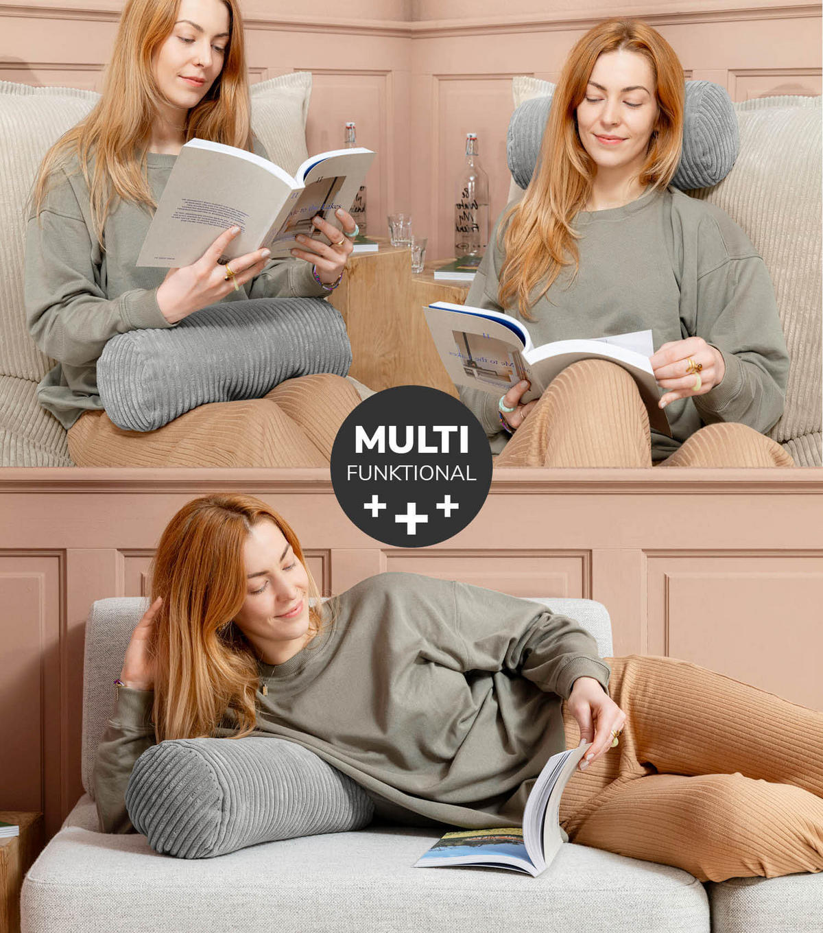 NACKENKISSEN Das Nickerchen - Grau, Textil (17.5/37cm) - Mokebo