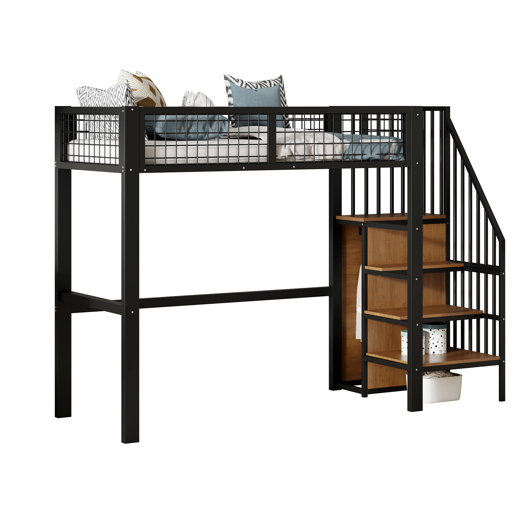 Fortuna Lai Hochbett Schwarz 90x200 cm