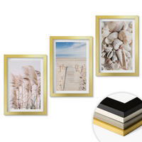 WANDBILDER 3er Set - 20x30 cm Goldrahmen - Strandmuscheln Seegras - Goldfarben, Kunststoff (20/30cm) - ArtPrintCave