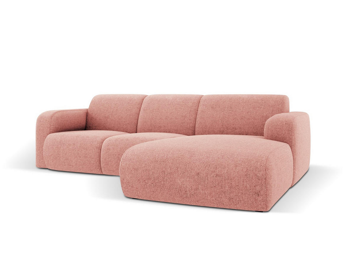 ECKSOFA rechts Molino aus Chenille-Stoff rosa 4 Sitzplätze - Pink, Textil (170/250cm) - Micadoni