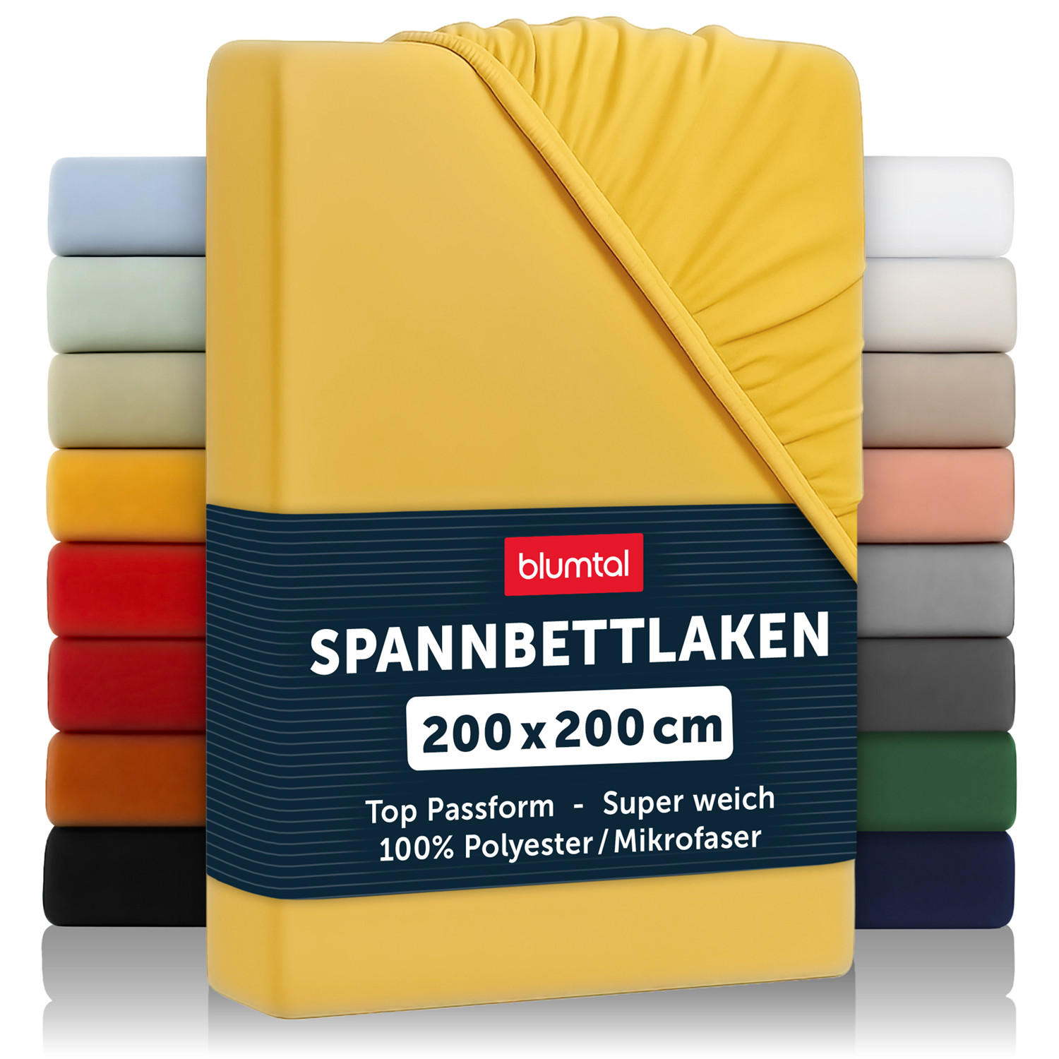 SPANNBETTLAKEN 2er-Set 200/200/30 cm Gelb - Gelb, Textil (200/200cm) - Blumtal