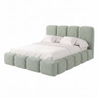 POLSTERBETT SUENO MAXI 160x200 cm in Mintgrün, gepolstertes Kopfteil, Metalllattenrost, Bettkasten, Bouclé-Stoff - Naturfarben/Mintgrün, Holz/Textil (160/200cm) - Muffo