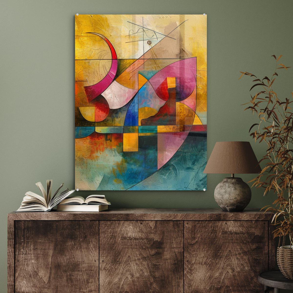 ACRYLGLASBILD Kunst - Abstrakt - Modern 60x80 cm - Gelb, Glas (60/80cm) - MuchoWow