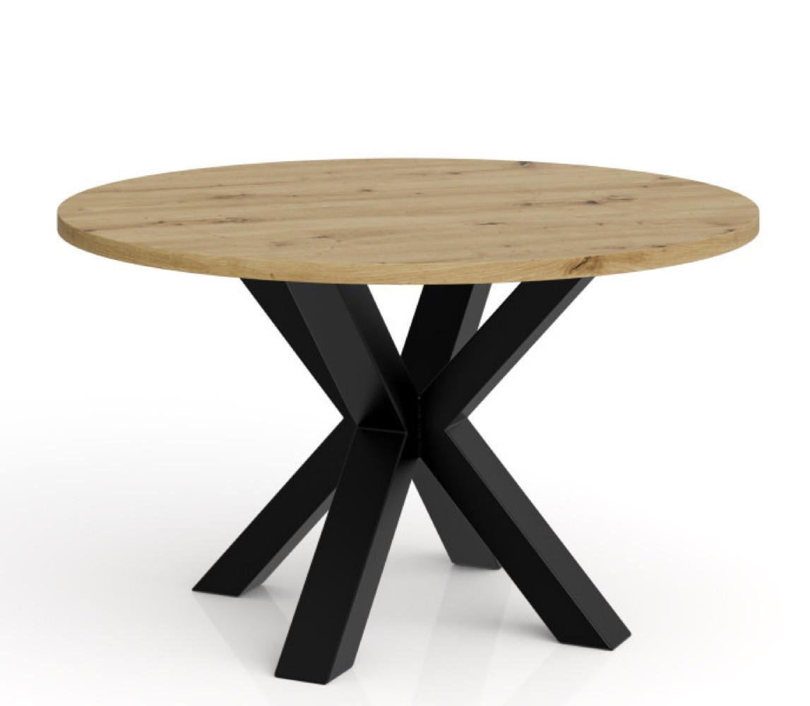 TISCH Artisan Eiche NEO Rund Metallbasis 90 cm - Braun, Holzwerkstoff (90/90/45cm) - Sepro Meble