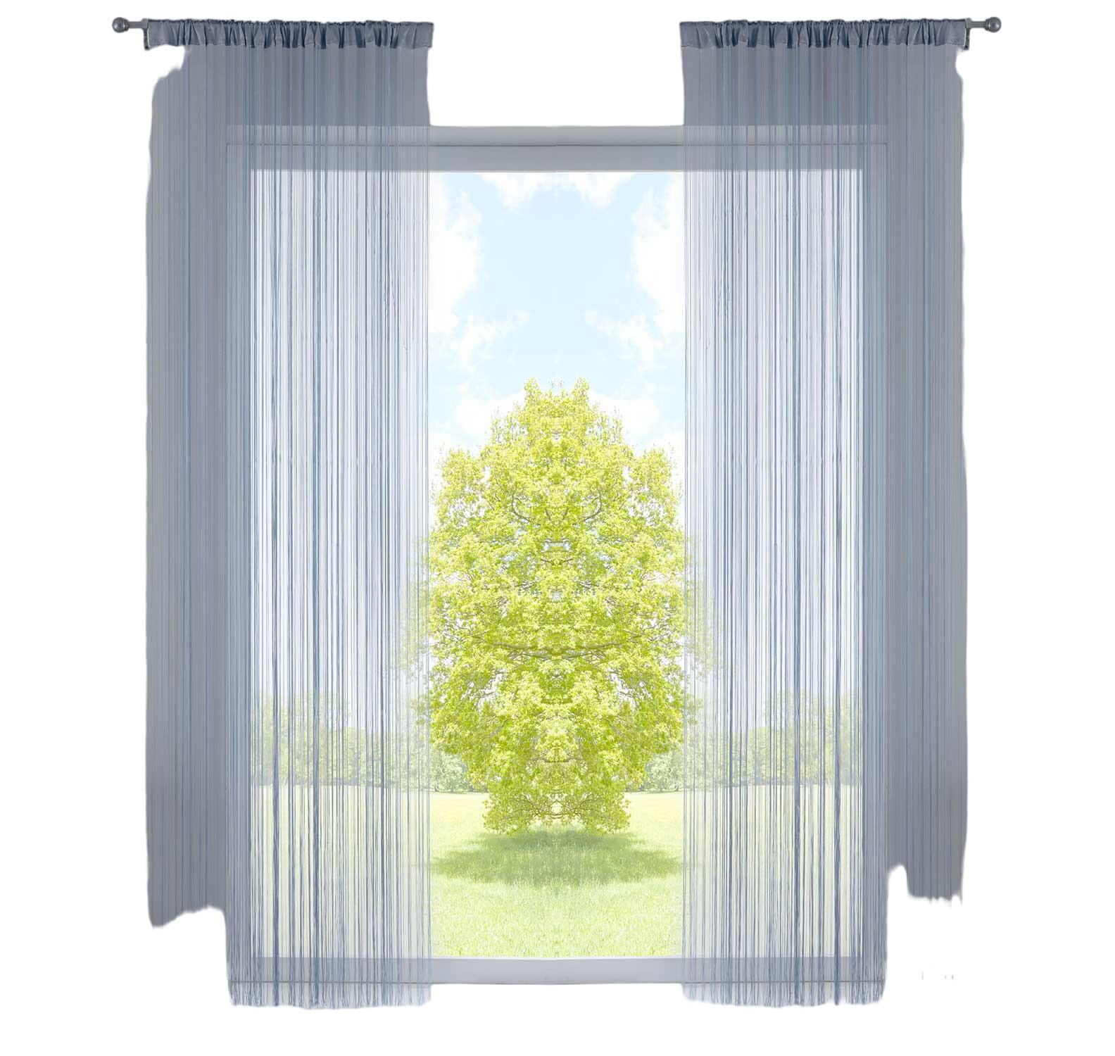 FADENGARDINE 2ER SET HxB 250x140 cm Grau - Grau, Textil (140/250cm) - Gardinenbox