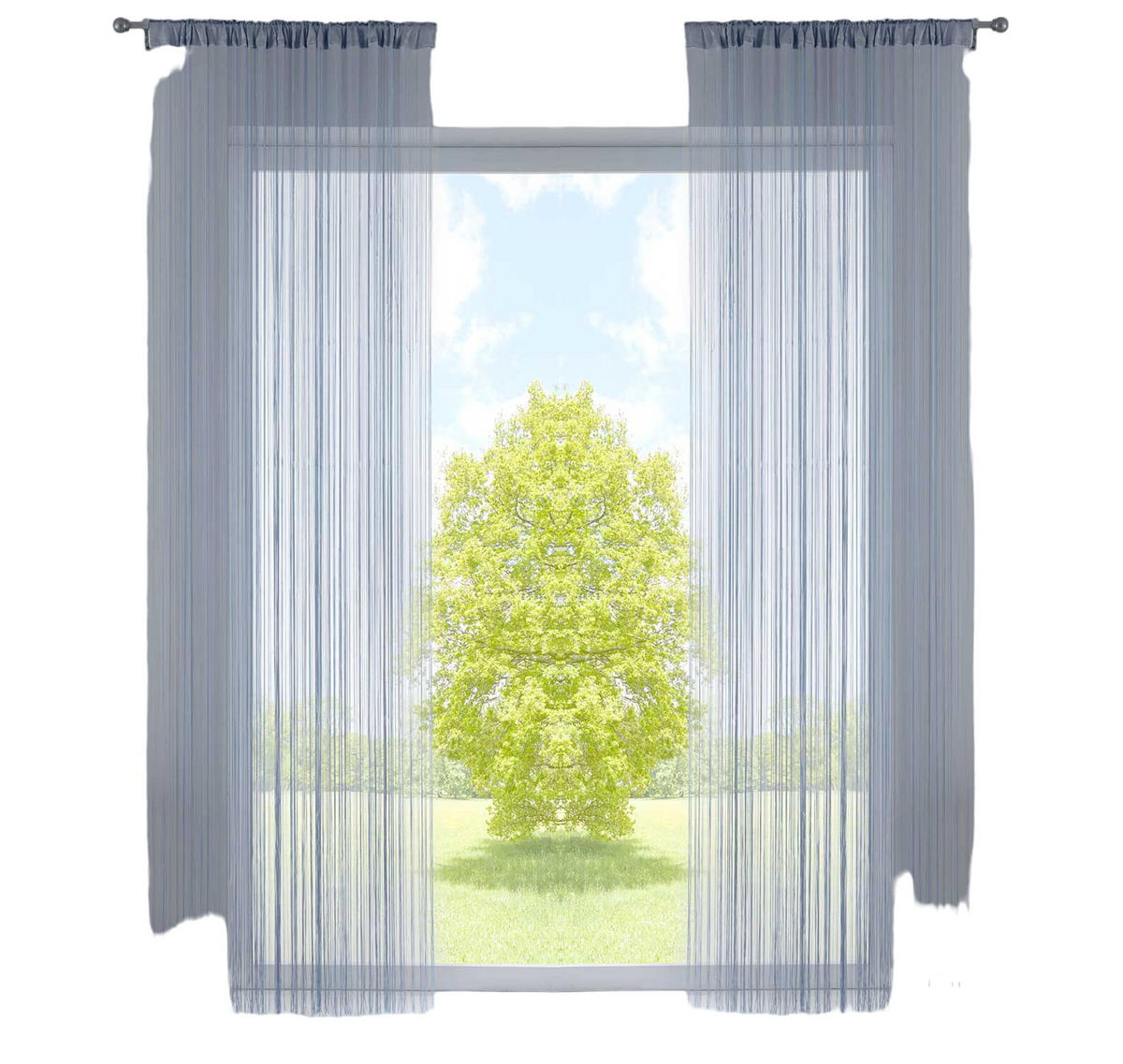 FADENGARDINE 2ER SET HxB 250x140 cm Grau - Grau, Textil (140/250cm) - Gardinenbox