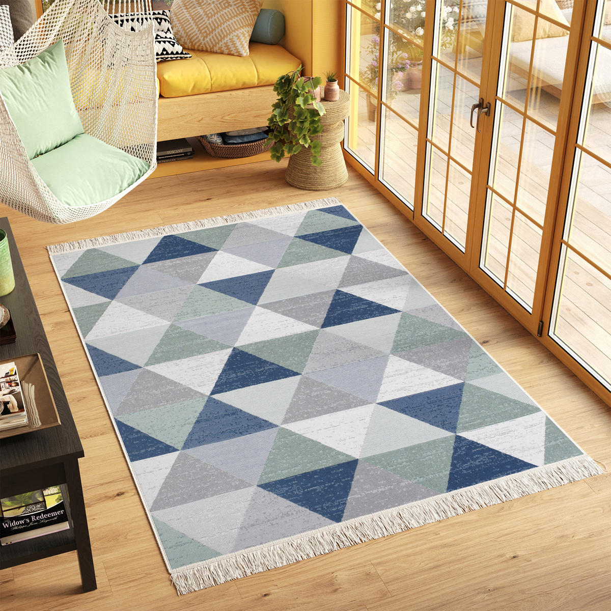 TEPPICH AZTECA Grau 60/110 cm - Blau/Grau, Textil (60/110cm) - Tapiso